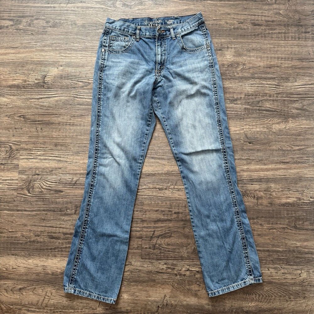 Wrangler Jeans Mens Blue Retro Relaxed Boot Cut Cowboy Western 34x36